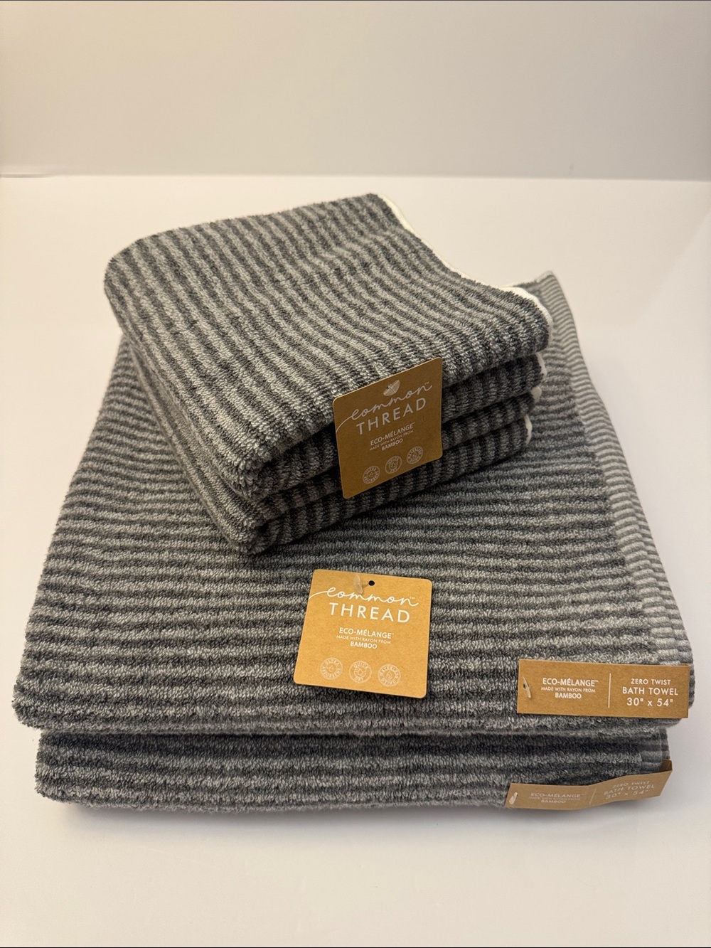 4pc COMMON THREAD Eco-Melange Bamboo Zero Twist Bath Towel Set